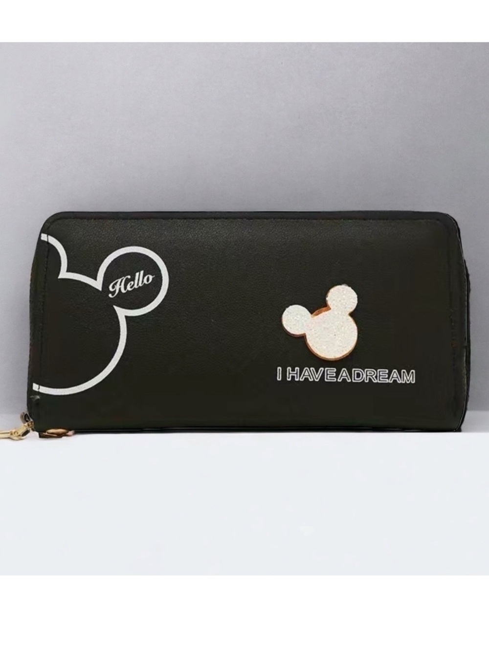Minnie Mickey Mouse Wristlet Clutch Convertible Wallet Black